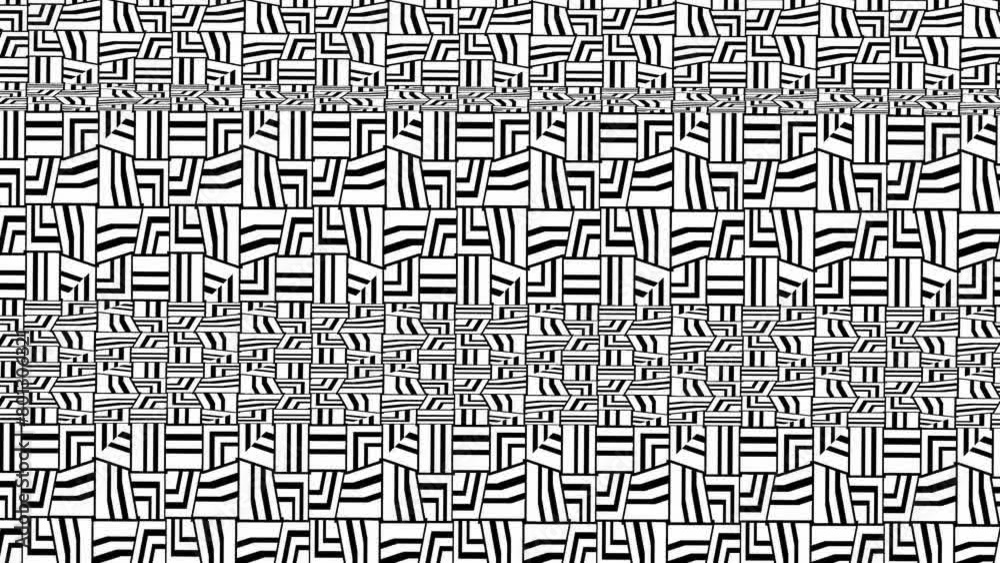 Background with black and white geometric stripes.Abstract wallpaper 4k. Seamless loop video.
