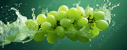 Juicy green grapes Grape juice splash