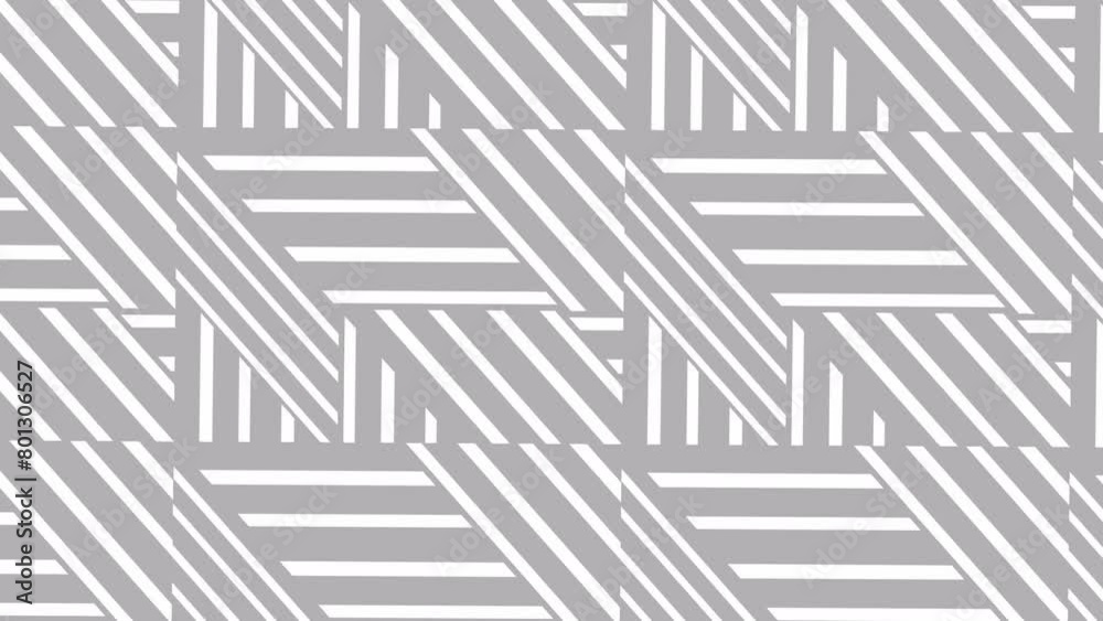 Background with black and white geometric stripes.Abstract wallpaper 4k. Seamless loop video.
