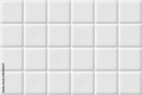 Luxury white and grey square quilted texture background. Patchwork quilt seamless pattern. Geometrical tile pattern. Vector illustration.