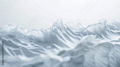 Visualize a frosty white wave, crisp and clean, flowing smoothly with a pure and pristine appearance. The wave conveys a sense of freshness and clarity.