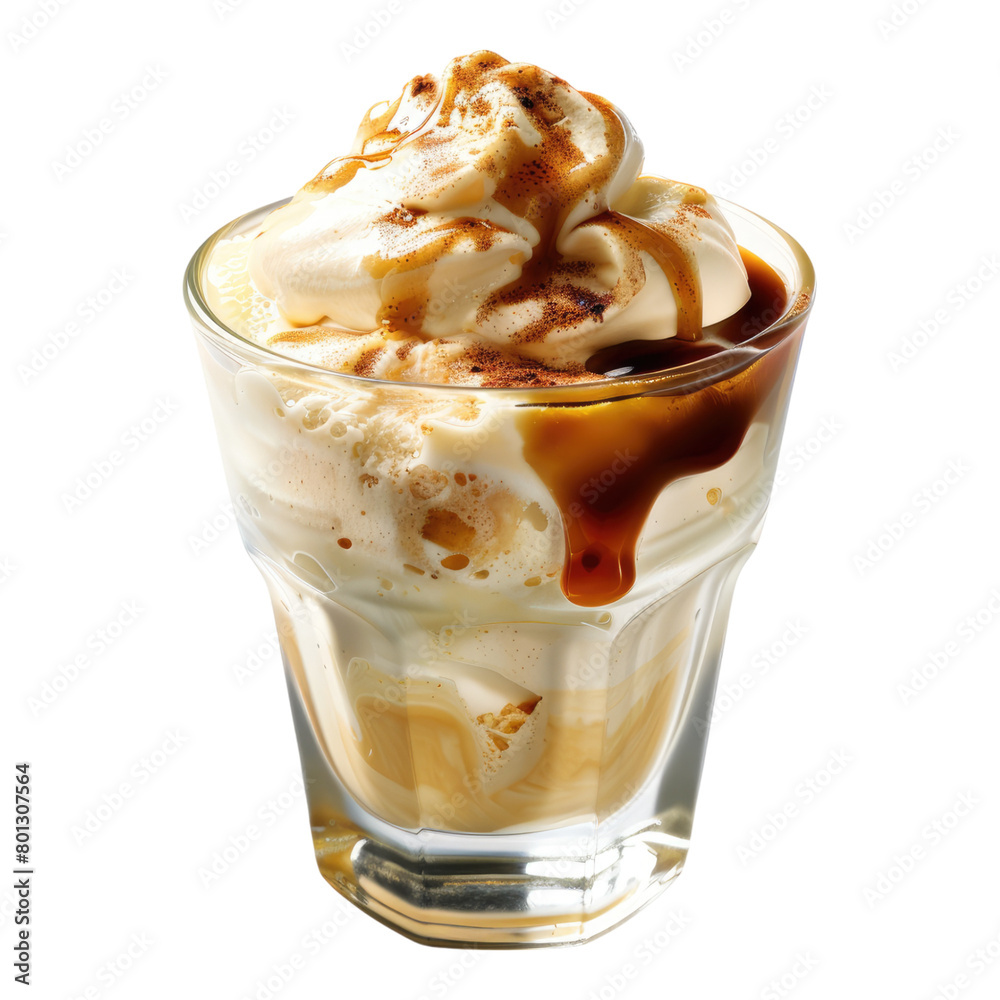 Indulgent affogato isolated on transparent background Indulgent affogato isolated on transparent background