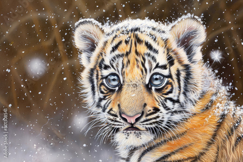 A tiger cub s wonder in the snow