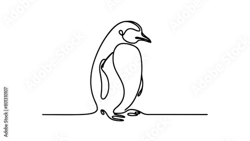 Single line drawing of a penguin 