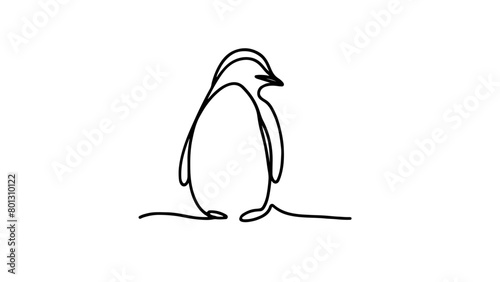 A continuous line drawing of a penguin