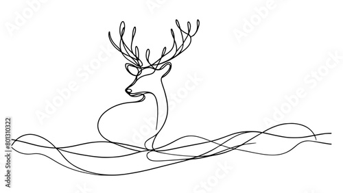 A continuous line drawing of a deer