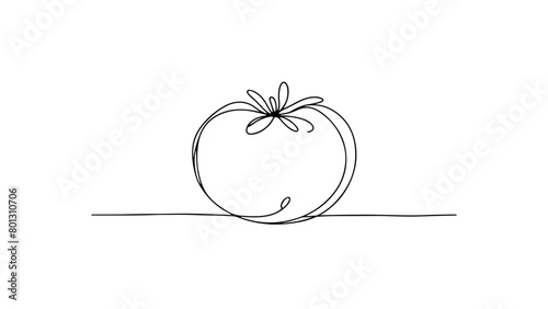 A continuous line drawing of a tomato