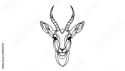 A continuous line drawing of a wild gazelle head