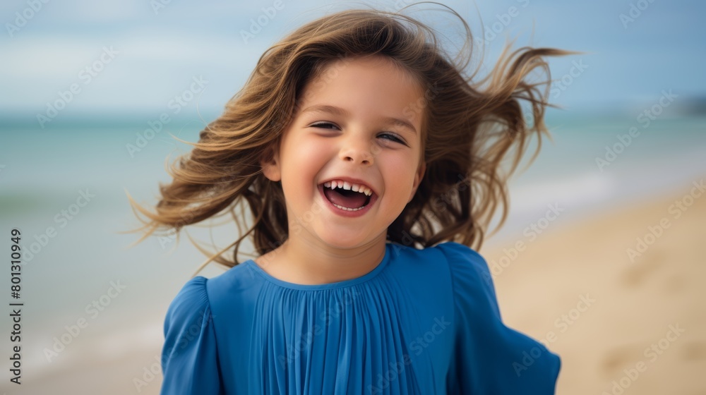 A happy young Caucasian brunette girl makes a stunned and astonished gesture with her hand while standing alone at the beach on a sunny summer day. Traveling girl looks astonished, naive, and pleased. A happy young Caucasian brunette girl makes a stunned and astonished gesture with her hand while standing alone at the beach on a sunny summer day. Traveling girl looks astonished, naive, and pleased.