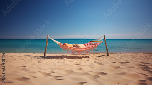 Hammock and Beach on a Clean Pastel