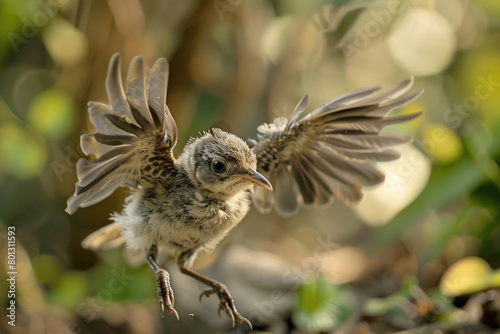 A bird fledgling at the edge of flight © Venka