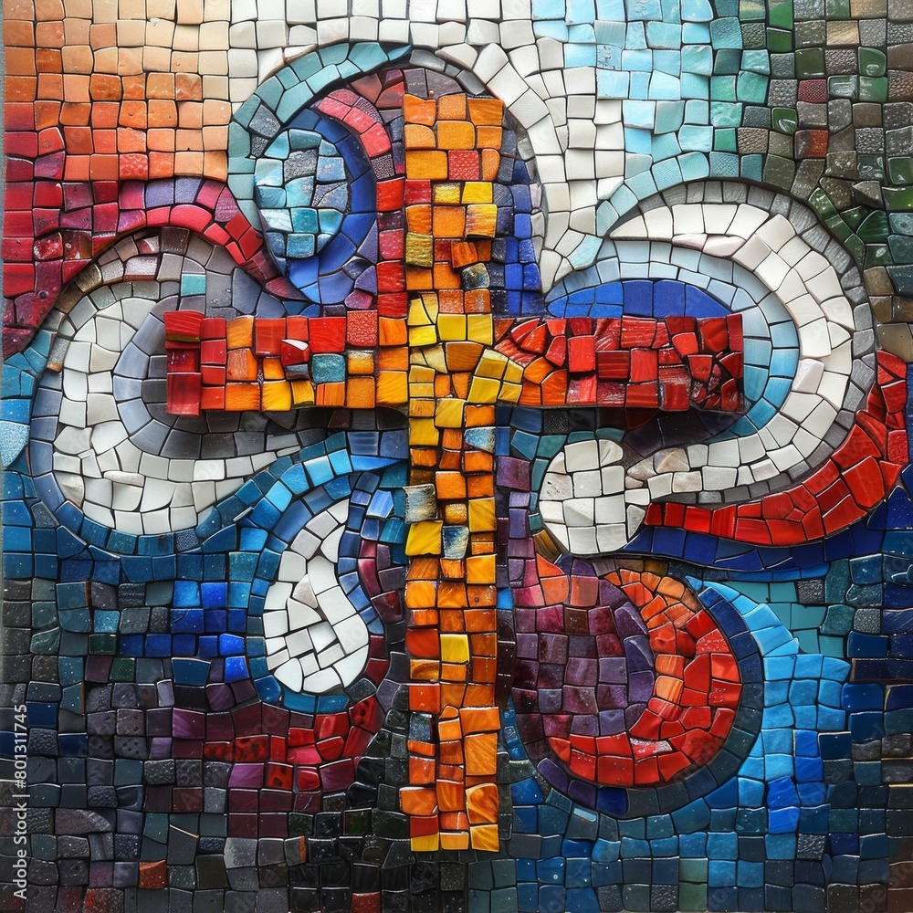 Obraz premium Christian cross on a colorful background. 