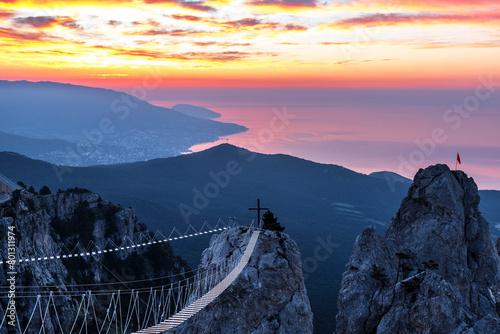 View of the Crimea from the top of Mount Ai-Petri at sunrise, Russia