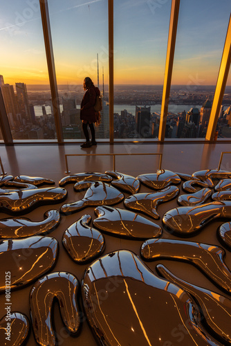 Sunset skyline from a rooftop of New York City (USA) photo