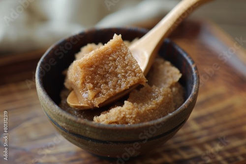 Japanese miso paste on a bowl 