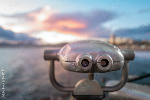 Sunset Viewing Binoculars on Santa Monica Pier - Offset