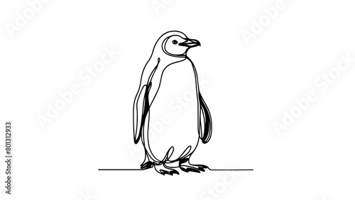 A penguin drawn in a continuous single line