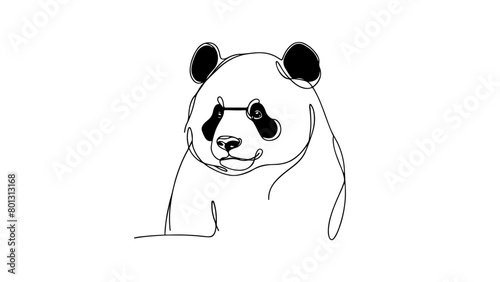 minimalist continuous  line drawing of a panda