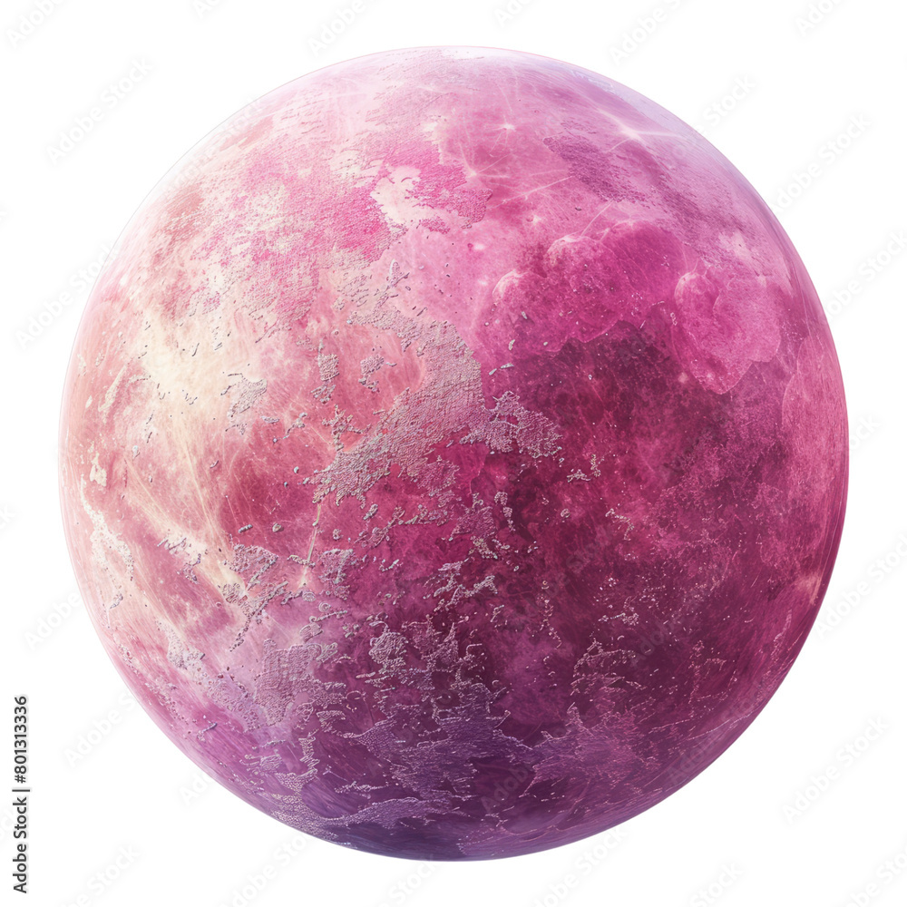 Fototapeta premium Pink planet isolated on transparent background
