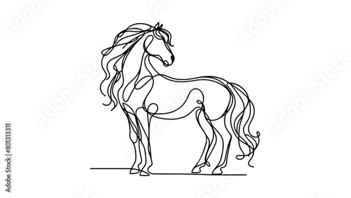 continuous line drawing of a majestic horse