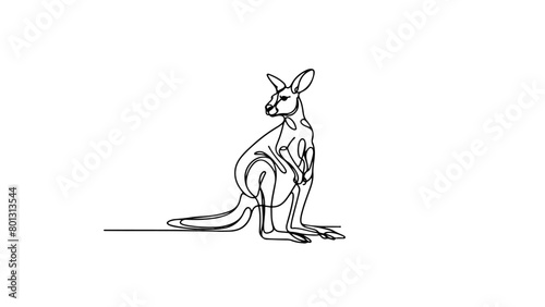 continuous line drawing of a realistic kangaroo
