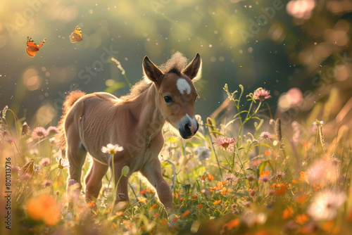 A foal's first steps in the meadow © Veniamin Kraskov