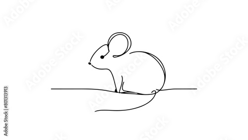 one continuous line drawing of a mouse