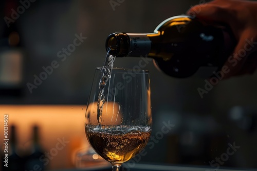 Pouring wine to a glass of wine