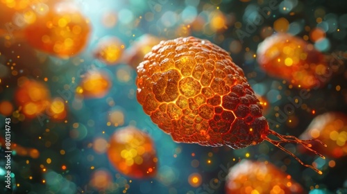 Intricate World of Liver Cell A Detailed D Rendered Microscopic View photo