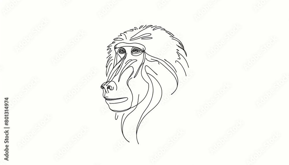 hand drawn drawing of a realistic baboon head hand drawn drawing of a realistic baboon head