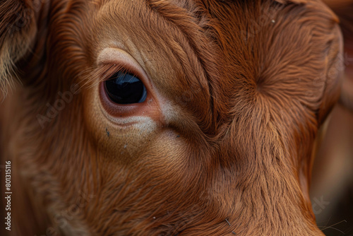 A close-up of a calf's gentle gaze
