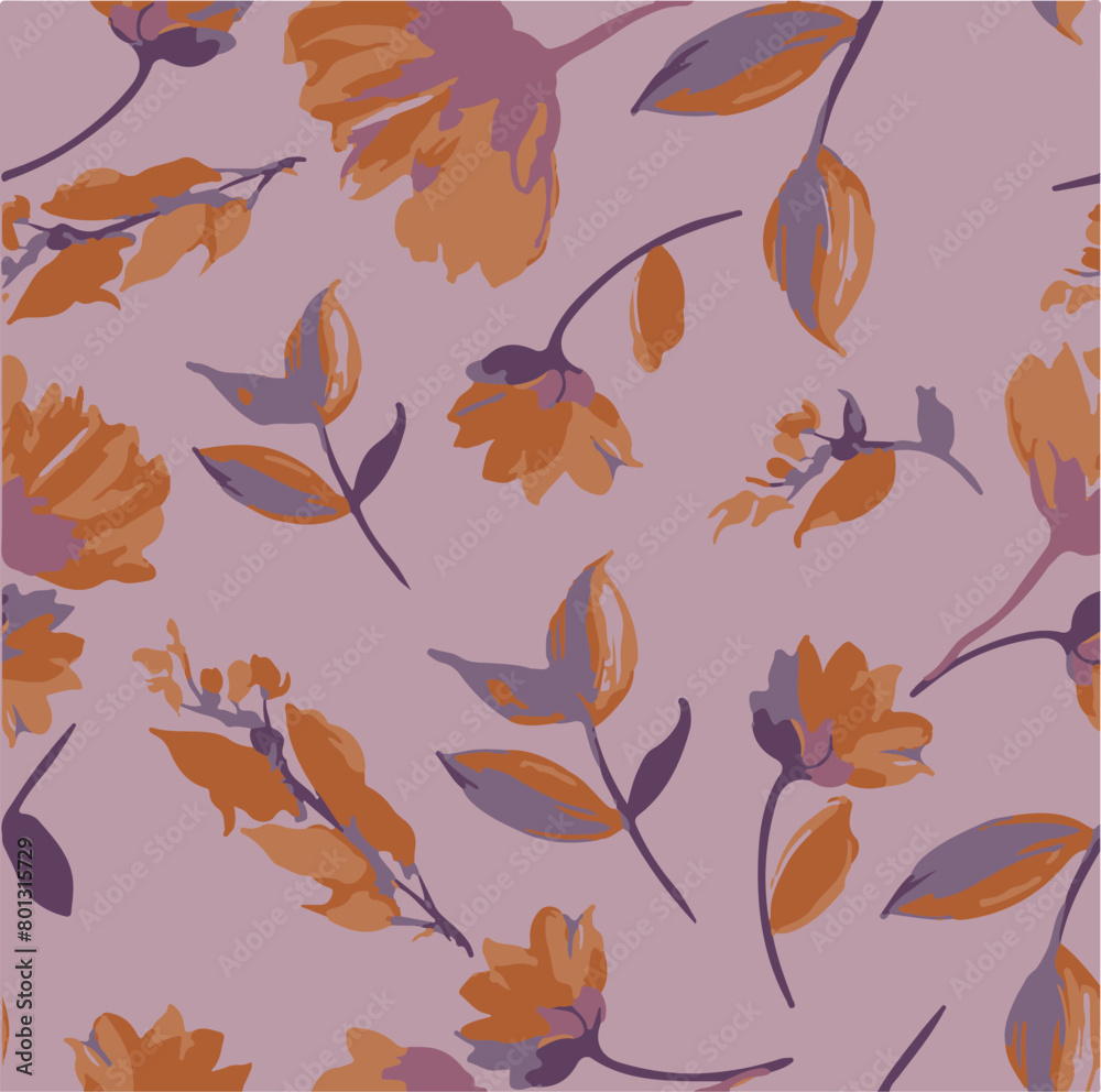 Big flowers pattern, upscale floral pattern. graphical textures floral, trendy colors pattern , flowers background with leaves. vector illustration.