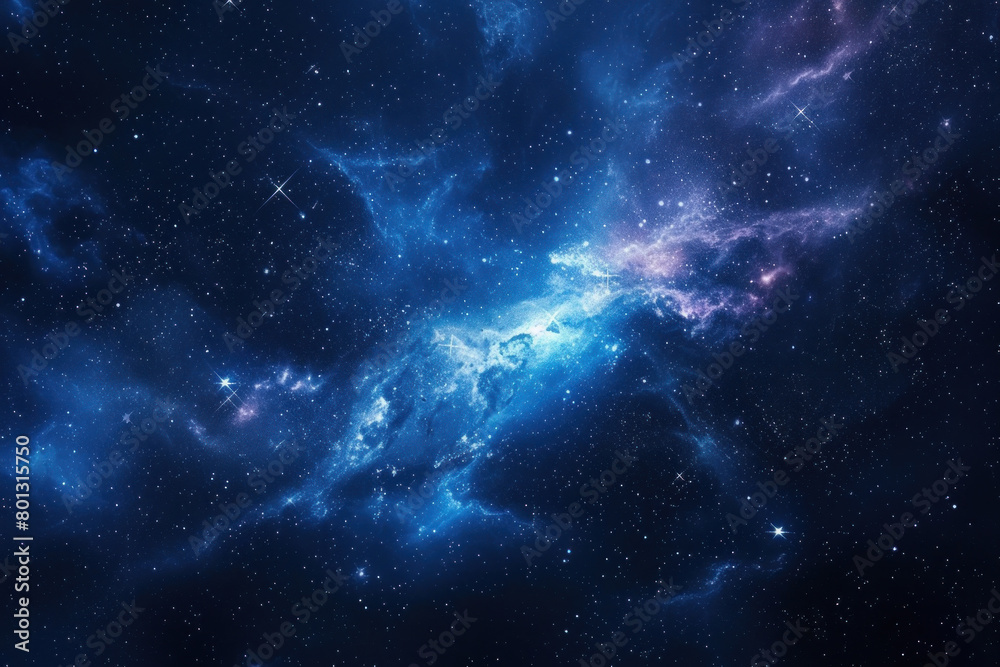 Mesmerizing view of a cosmic nebula, showcasing vibrant blue and white hues, depicting the vast and mysterious universe.