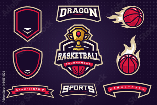 Basketball Sports Club Logo Template Bundle for Tournament or Sports Team
