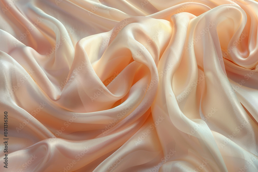 Soft Swirls of Peach Silk Fabric in Graceful Flowing Motion Soft Swirls of Peach Silk Fabric in Graceful Flowing Motion