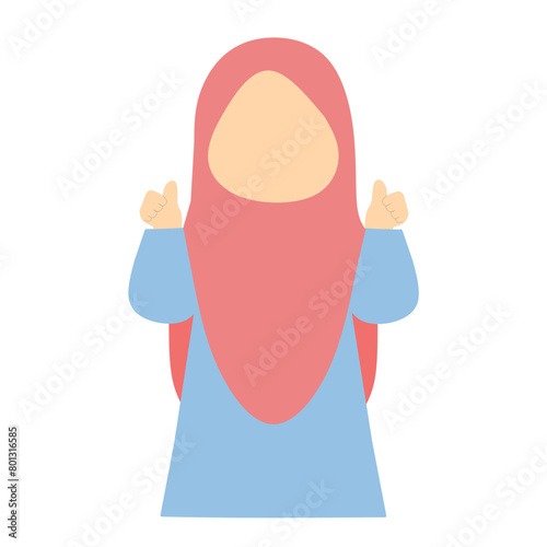 Cute young muslimah faceless with glasses and phone