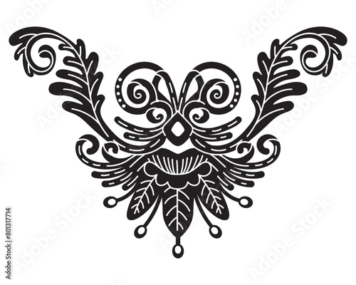 Decorative floral ornament silhouette vector illustration