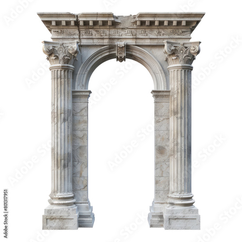 Stately arch pillar isolated on transparent background