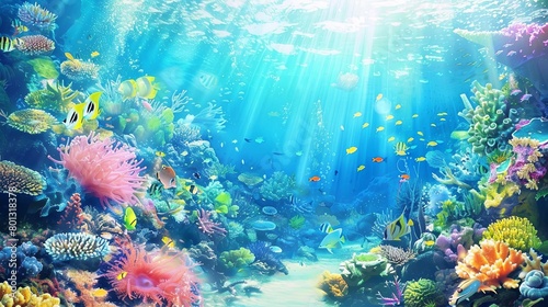 underwater paradise a vibrant coral reef with a variety of colorful fish  including yellow  orange 