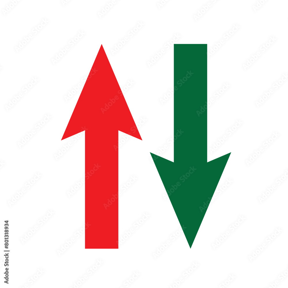 Green Up Arrow, Red Down Arrow icon eps10 Green Up Arrow, Red Down Arrow icon eps10