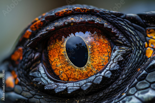 Stunning Macro Shot of an Exotic Reptile's Orange Eye photo