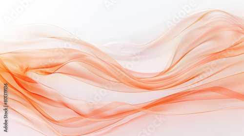 A bright peach wave, soft and inviting, flowing smoothly over a white background, rendered in stunningly sharp high-definition.