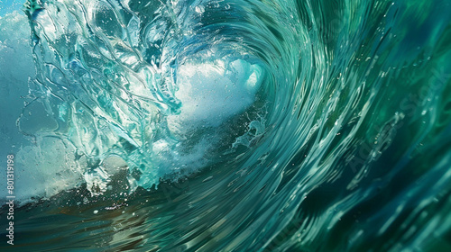 A bright teal wave, dynamic and engaging, flowing with the vigor of an unspoiled sea. The wave's rich hue invites viewers into a world of exotic exploration.
