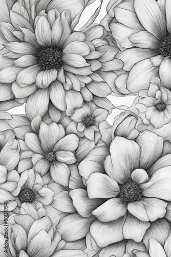 Generative Ai flowers black and white background