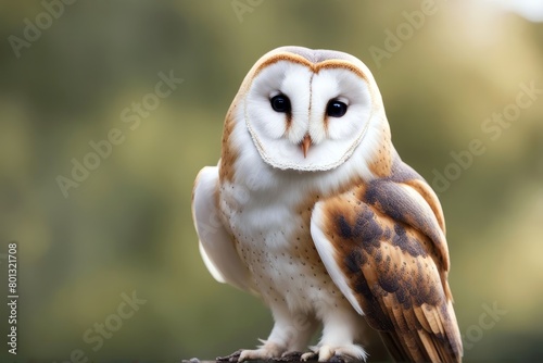 'barn white alba standing front background tyto owl bird wild animal grey isolated on full-length wildlife cut-out vertebrate themes studio shot half face horizontal nobody alone looking away one no'