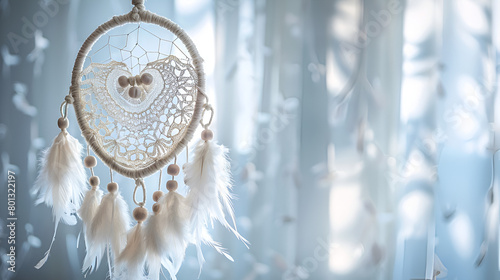 Dream catcher with white heart lace