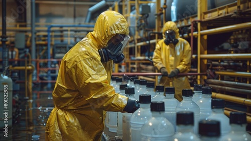 Chemical Neutralization: A real photo shot capturing the chemical neutralization process in action, where specialized agents are applied to the spill to neutralize hazardous substances.