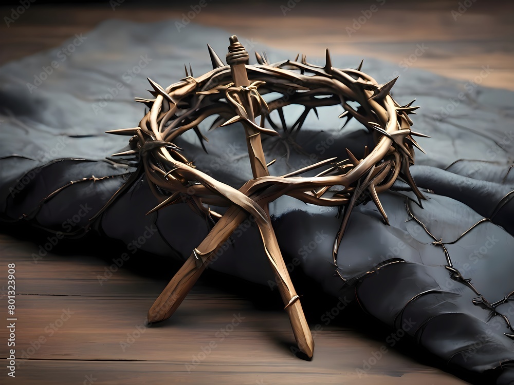 Fototapeta premium thorns on a wooden background