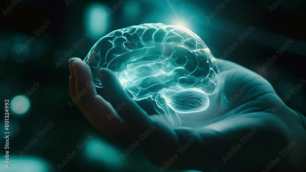 Close up hand of doctor holding glow blue light human brain, Future medical diagnosis, Artificial brain cognition, Digital innovation, Artificial intelligence, 3D Illustration, Medical and technology Close up hand of doctor holding glow blue light human brain, Future medical diagnosis, Artificial brain cognition, Digital innovation, Artificial intelligence, 3D Illustration, Medical and technology