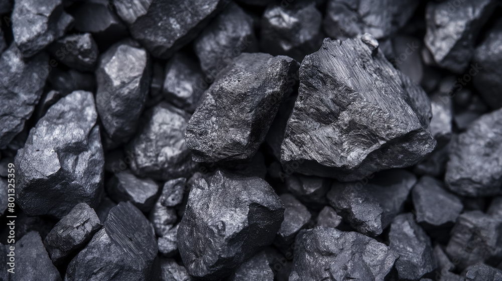 Rough-textured black coal pieces, emphasizing their irregular shapes and matte finish. Rough-textured black coal pieces, emphasizing their irregular shapes and matte finish.